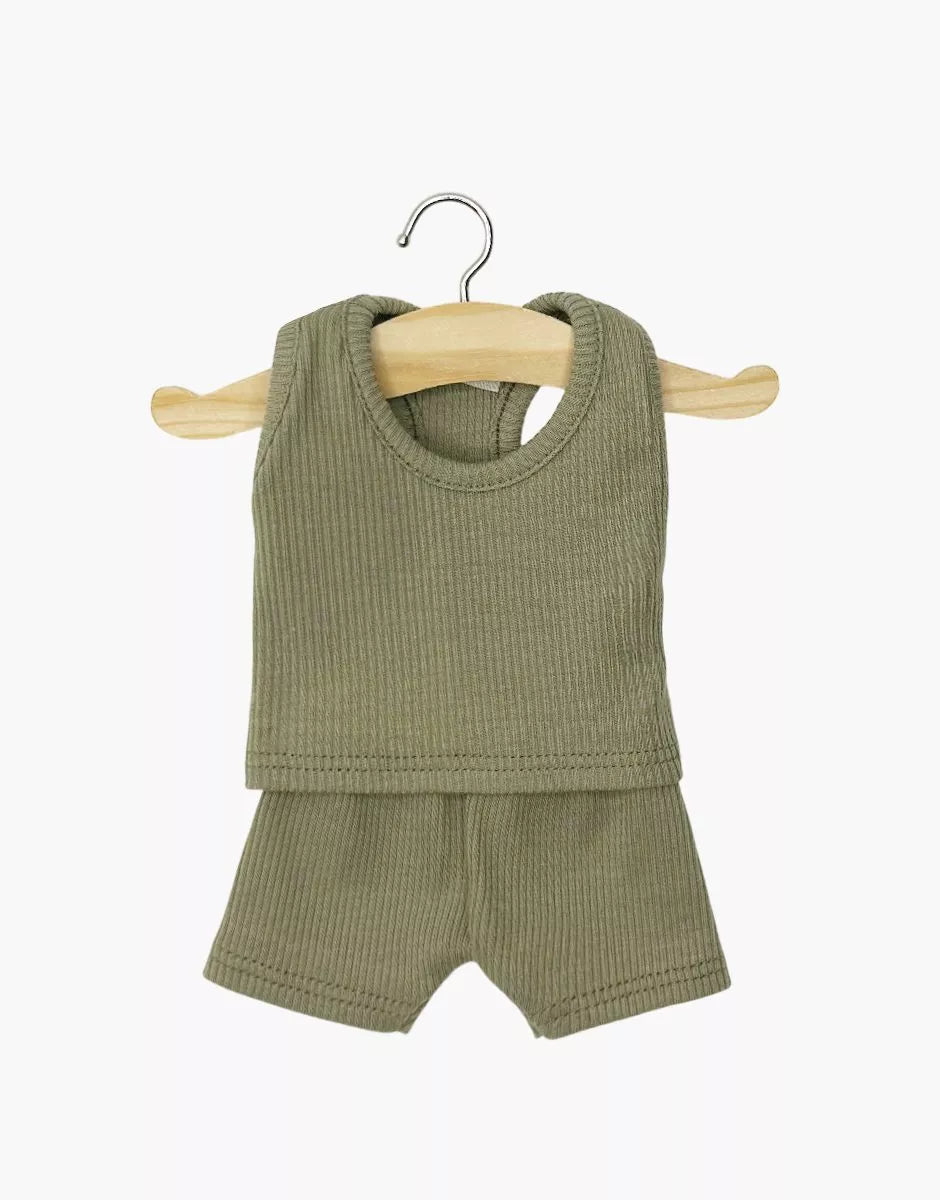 Les P’tits Basiques – Dessous garçon Marcel en maille côtelée olive
