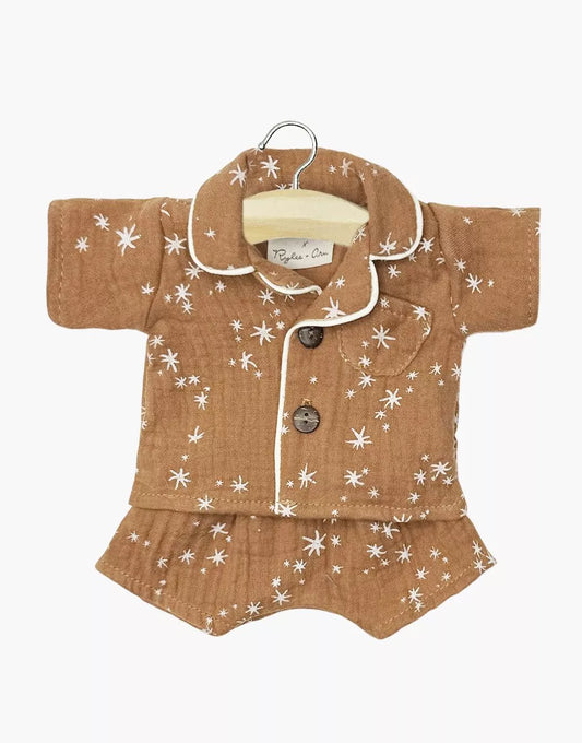 Minikane X Rylee+Cru | Pyjama Eden en gaze de coton Étoile avec passepoil écru