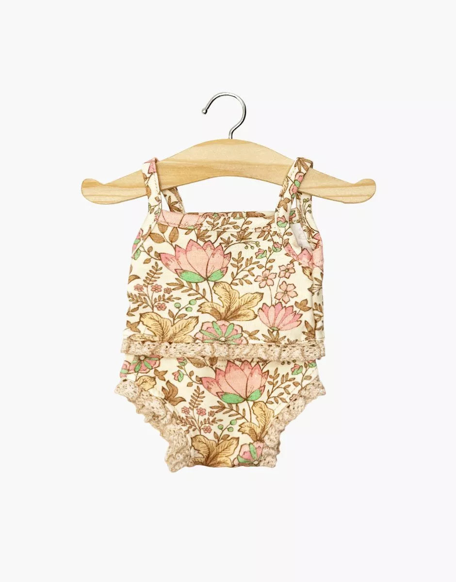 Dessous fille en jersey Indienne rosée et sa dentelle - Minikane