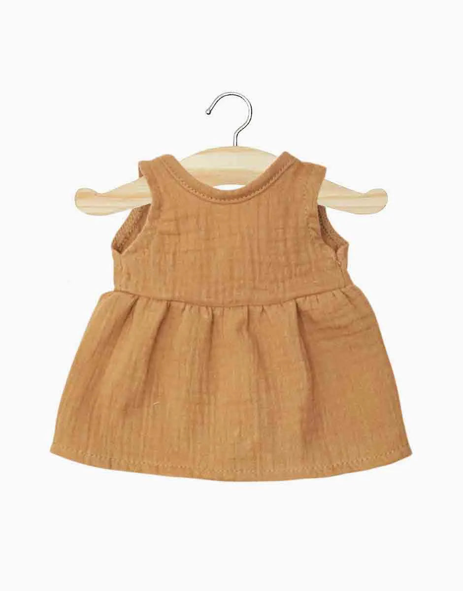 Robe Faustine manches courtes en gaze de coton Caramel