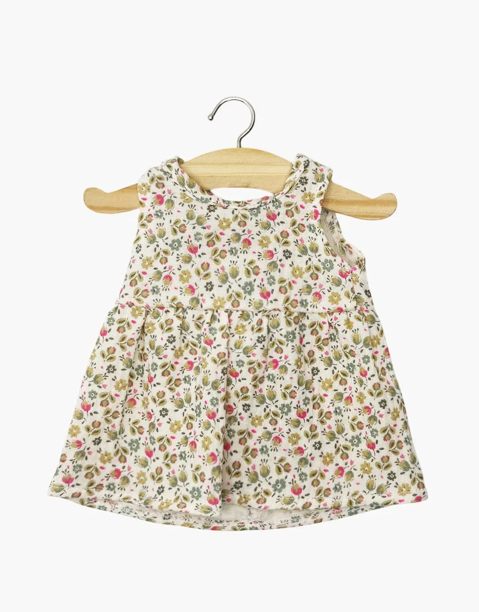 Robe Faustine sans manches en coton petites fleurs fushia
