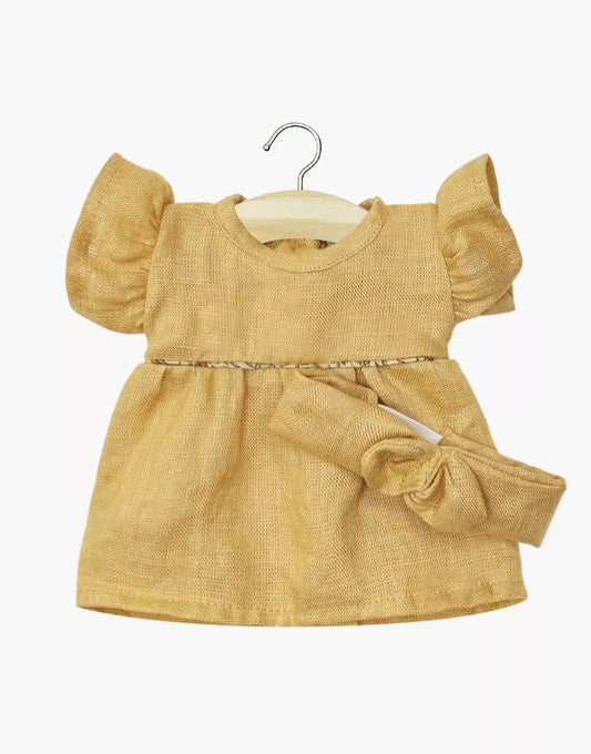 Robe Daisy et son headband à noeud rond en lin lavé avoine