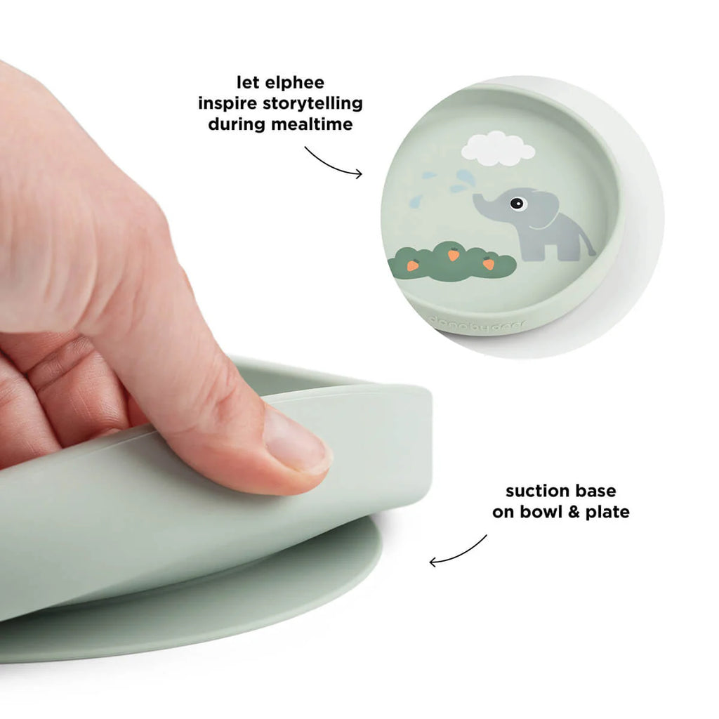 Coffret repas ventouse silicone Elphee Vert