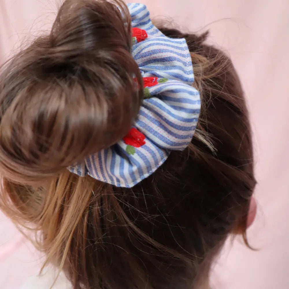 Chouchou Jacquard rayé fleuri – Maison PoumPoum