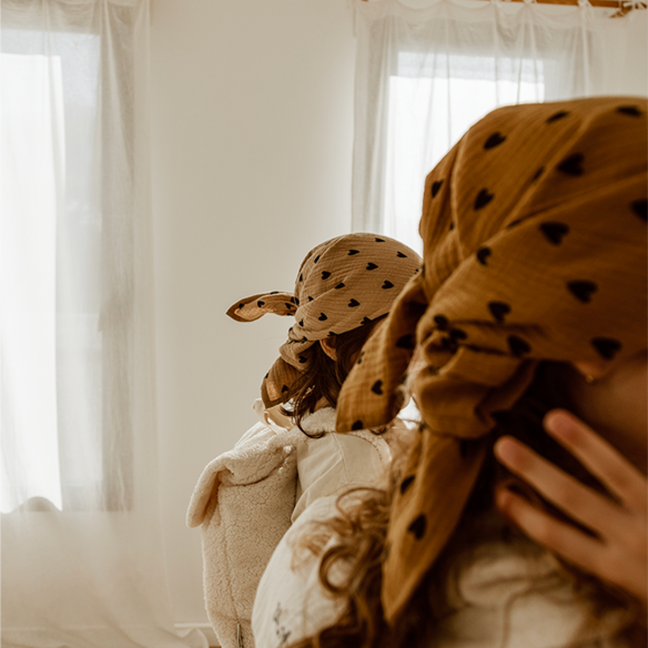Foulard gaze cœurs - Beige