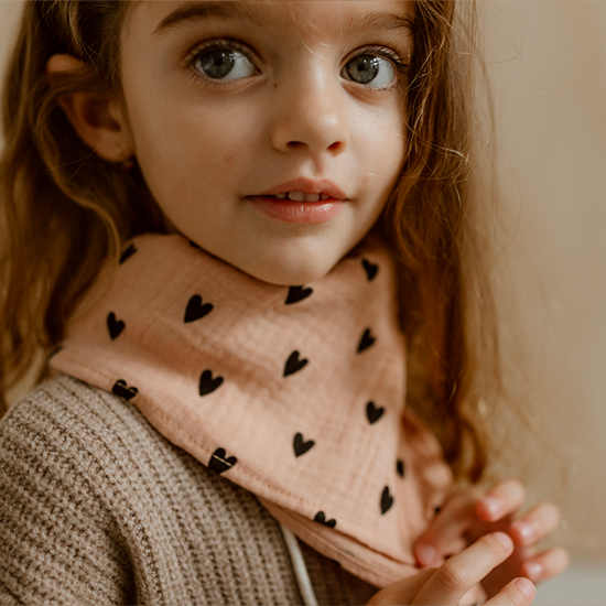 Foulard gaze cœurs - Rose