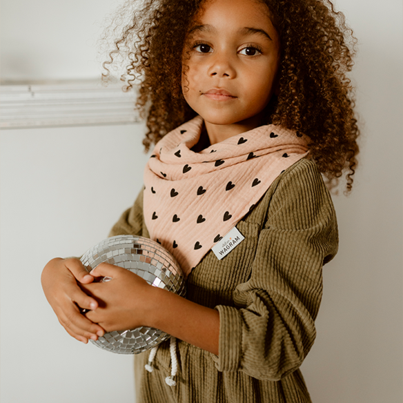 Foulard gaze cœurs - Rose