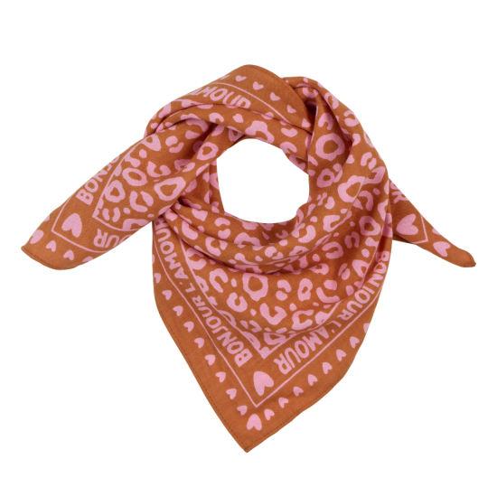 Petit Foulard Léopard Marron/Rose