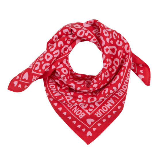 Petit Foulard Léopard Rouge/Rose