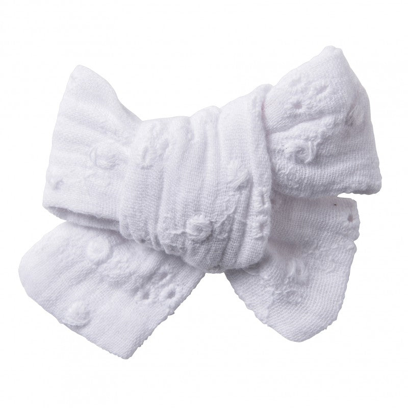 Grande barrette blanc broderie anglaise