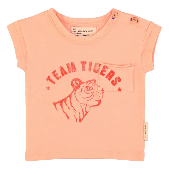 T-shirt rose avec imprimé tigre