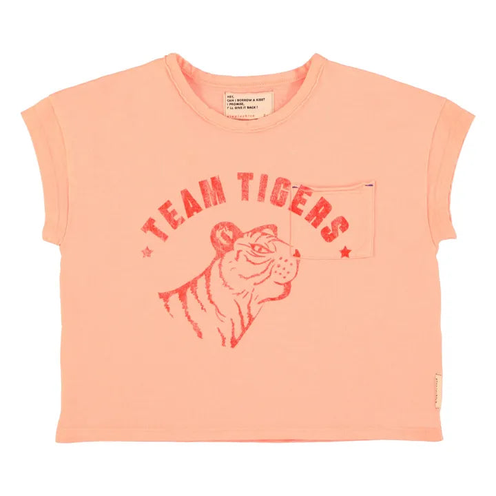 T-shirt rose avec imprimé tigre