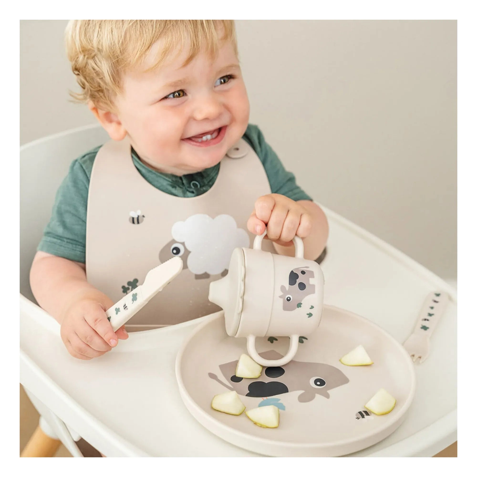 Set de 3 couverts Foodie Tiny farm Sable