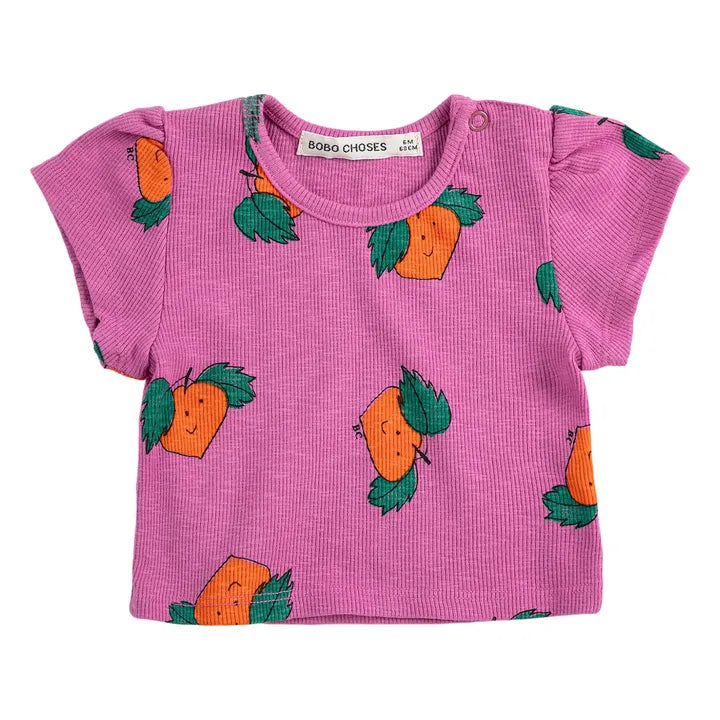 T-shirt Côtelé Oranges Coton Bio | Violet - Bobo choses