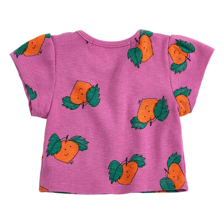 T-shirt Côtelé Oranges Coton Bio | Violet - Bobo choses