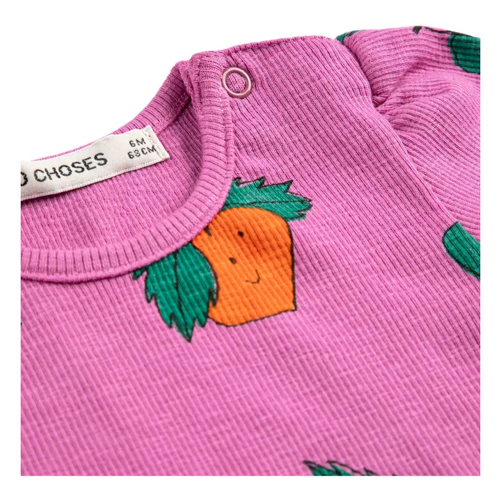 T-shirt Côtelé Oranges Coton Bio | Violet - Bobo choses