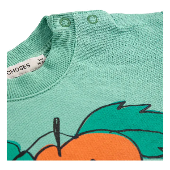Sweat Orange Coton Bio | Vert - Bobo choses
