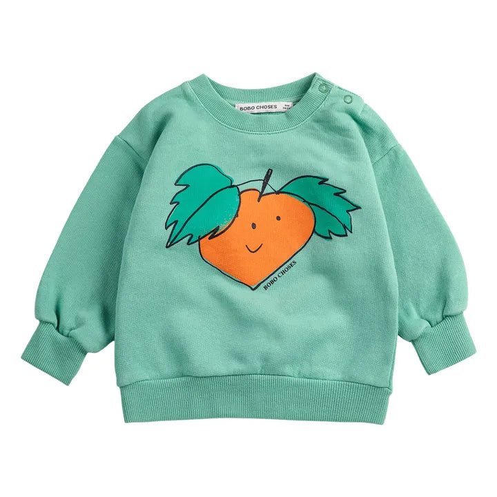 Sweat Orange Coton Bio | Vert - Bobo choses