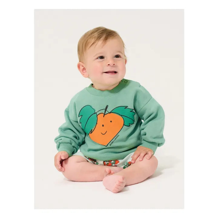 Sweat Orange Coton Bio | Vert - Bobo choses