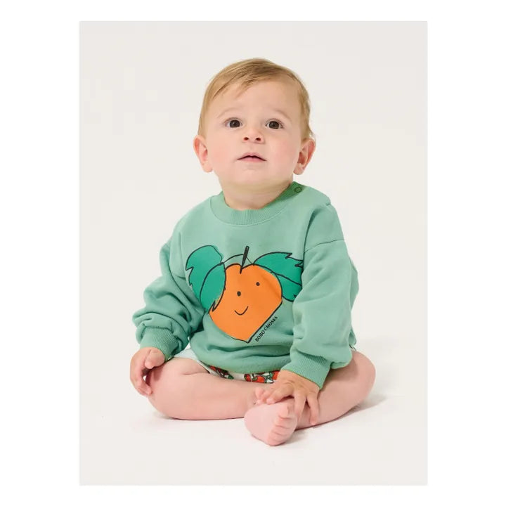 Sweat Orange Coton Bio | Vert - Bobo choses