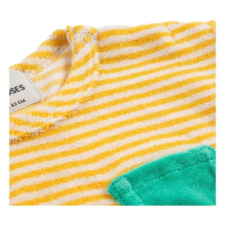 T-shirt Rayé Eponge Coton Bio | Jaune - Bobo choses
