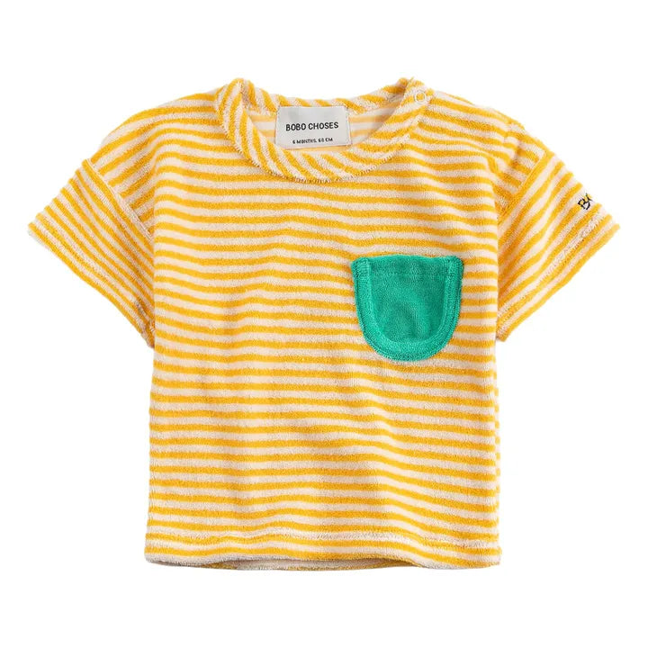 T-shirt Rayé Eponge Coton Bio | Jaune - Bobo choses