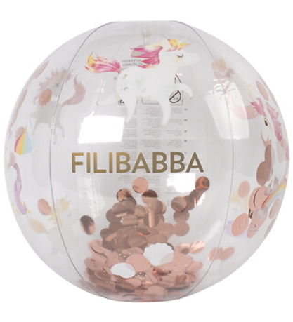 Ballon de plage avec confetti - La plage des licornes