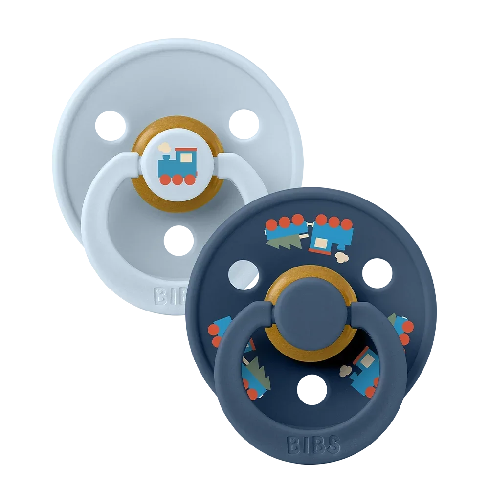 Couleur Tétines Holiday Train 2 Pack - Baby Blue/Steel Blue