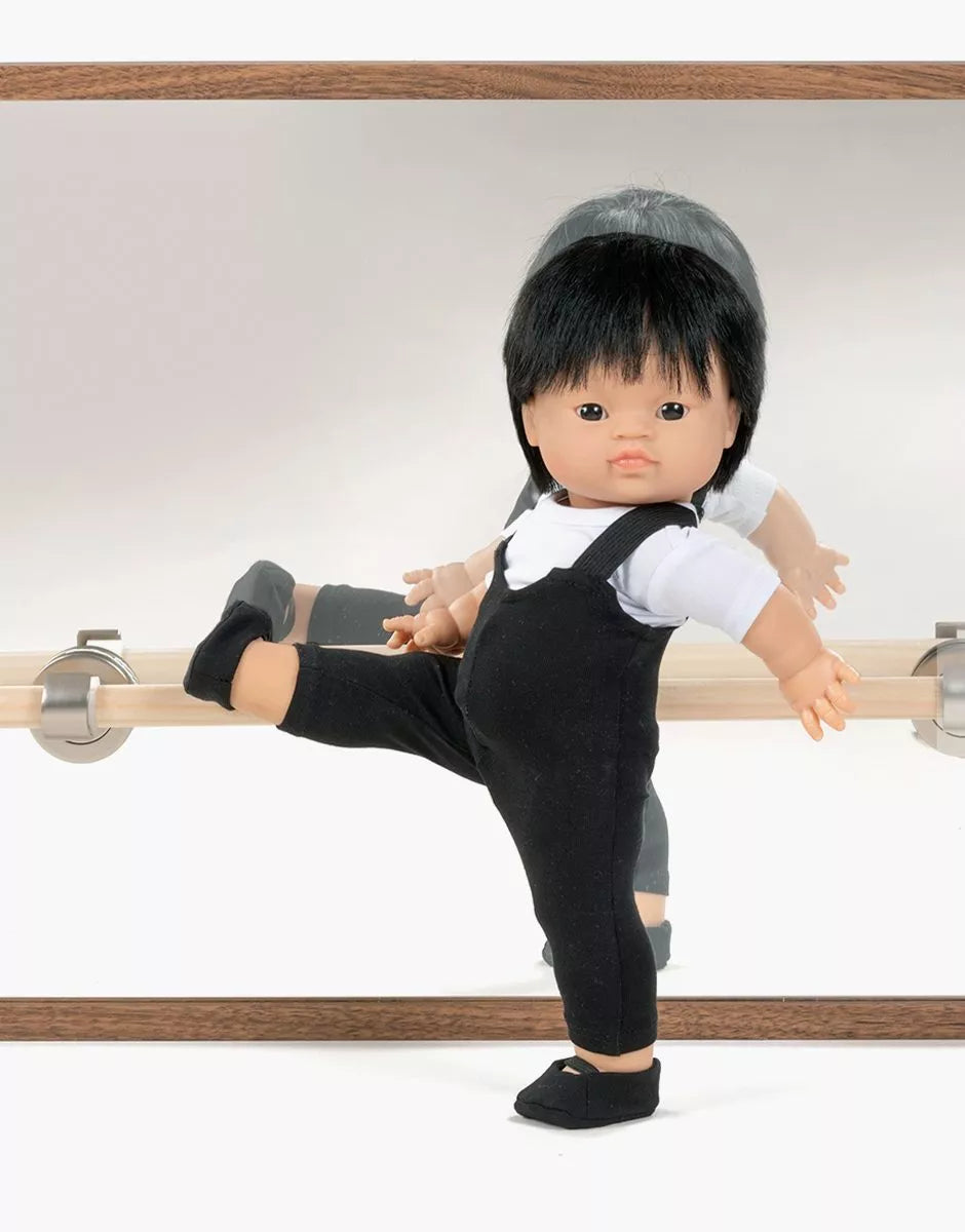 Gordis - Ensemble de danse justaucorps Hugo en lycra noir et t-shirt blanc