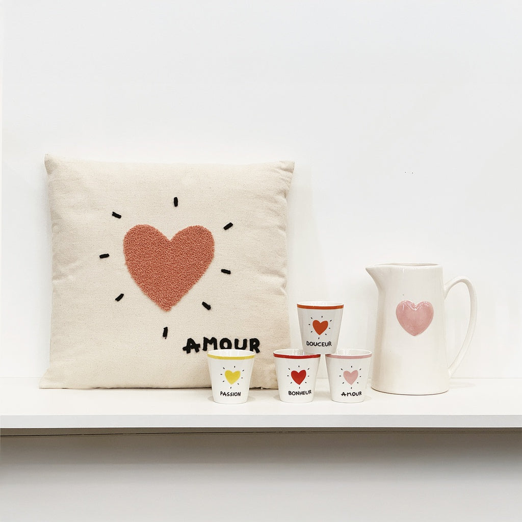 Set de 4 gobelets amour cœur D6,3 H7,2cm