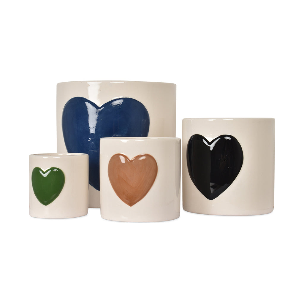 Set de 4 pots cœurs multicolore D14 H14cm