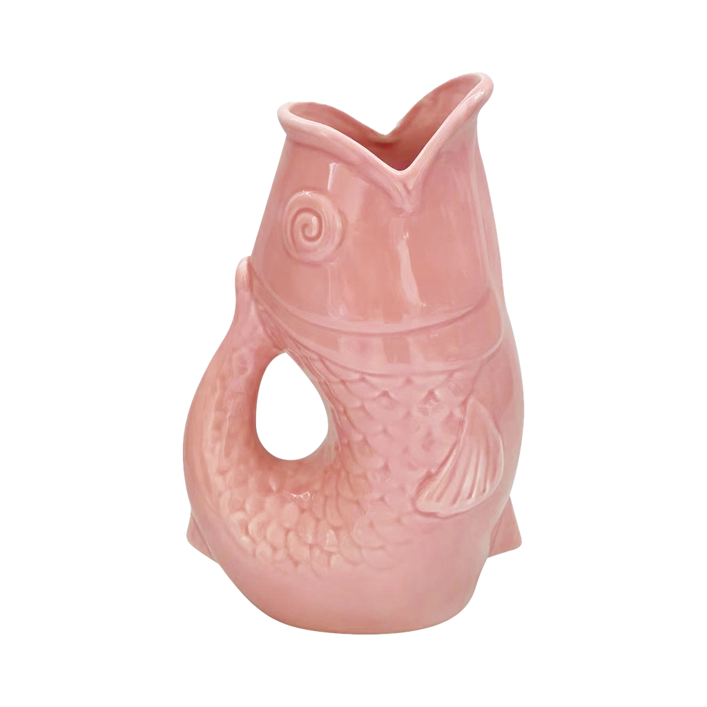 Vase pichet poisson gm rose L16,5 P11 H25,3cm