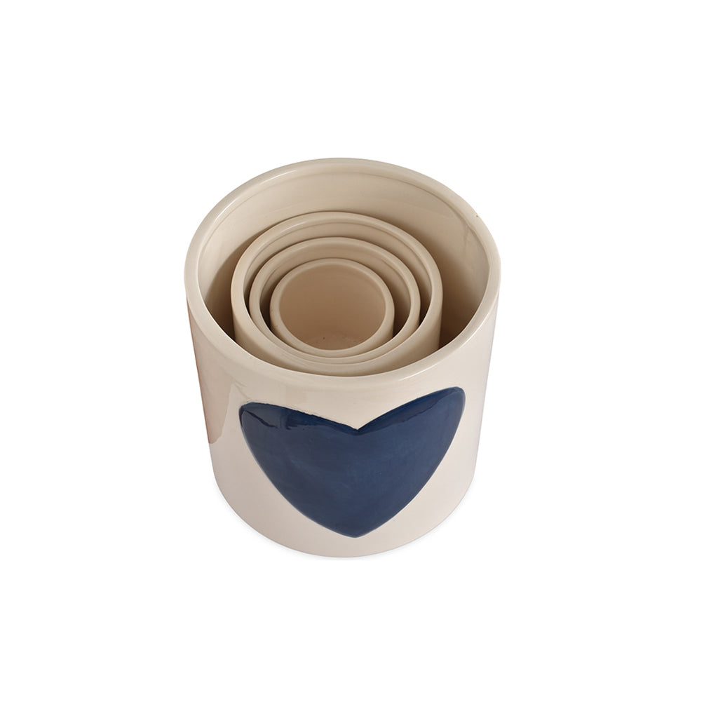 Set de 4 pots cœurs multicolore D14 H14cm