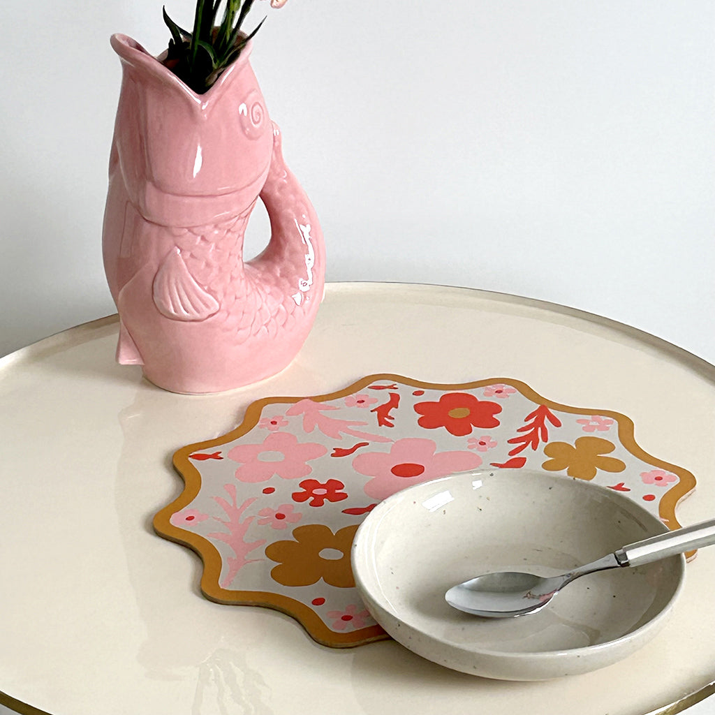 Vase pichet poisson gm rose L16,5 P11 H25,3cm