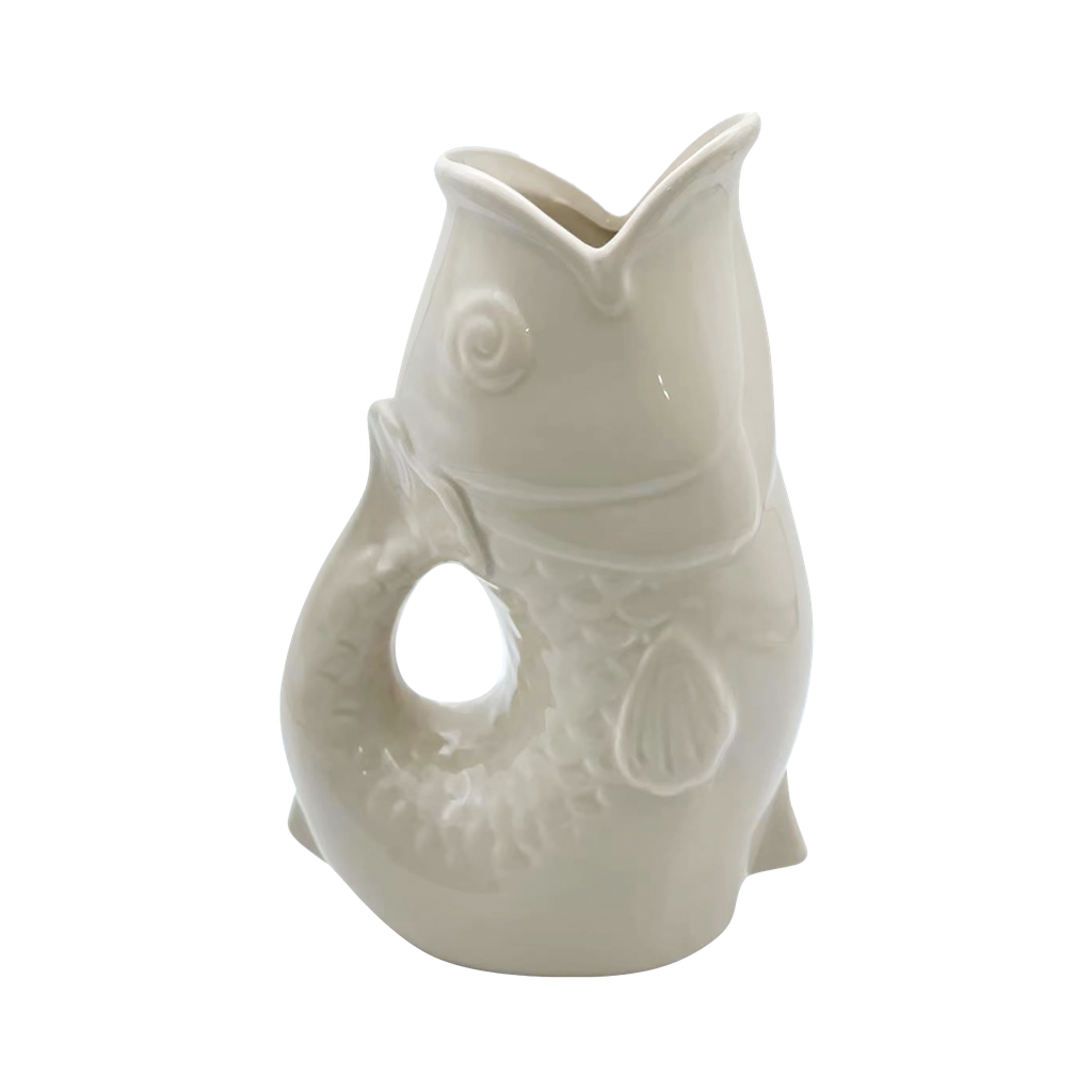 Vase pichet poisson gm sable L16,5 P11 H25,3cm