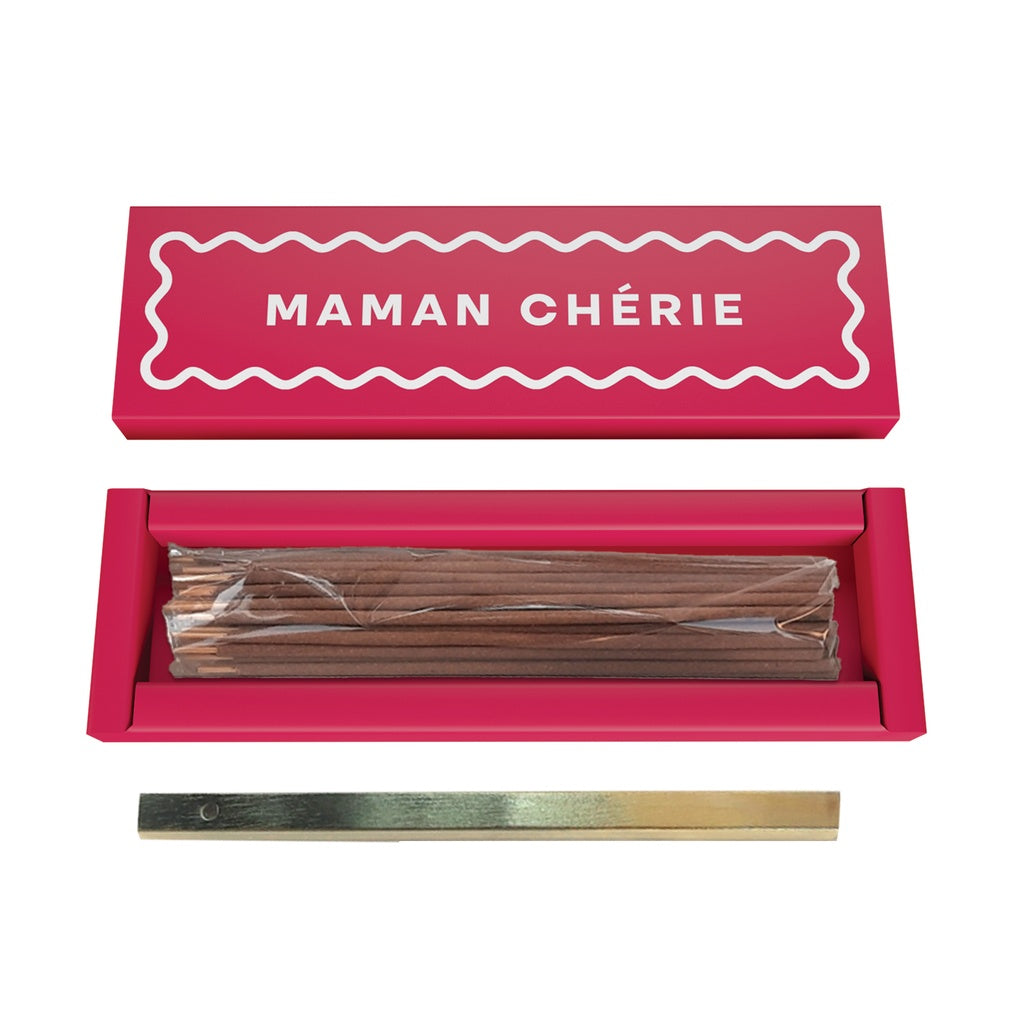 Encens bâtonnets Carezze maman chérie rouge pomegranate avec support