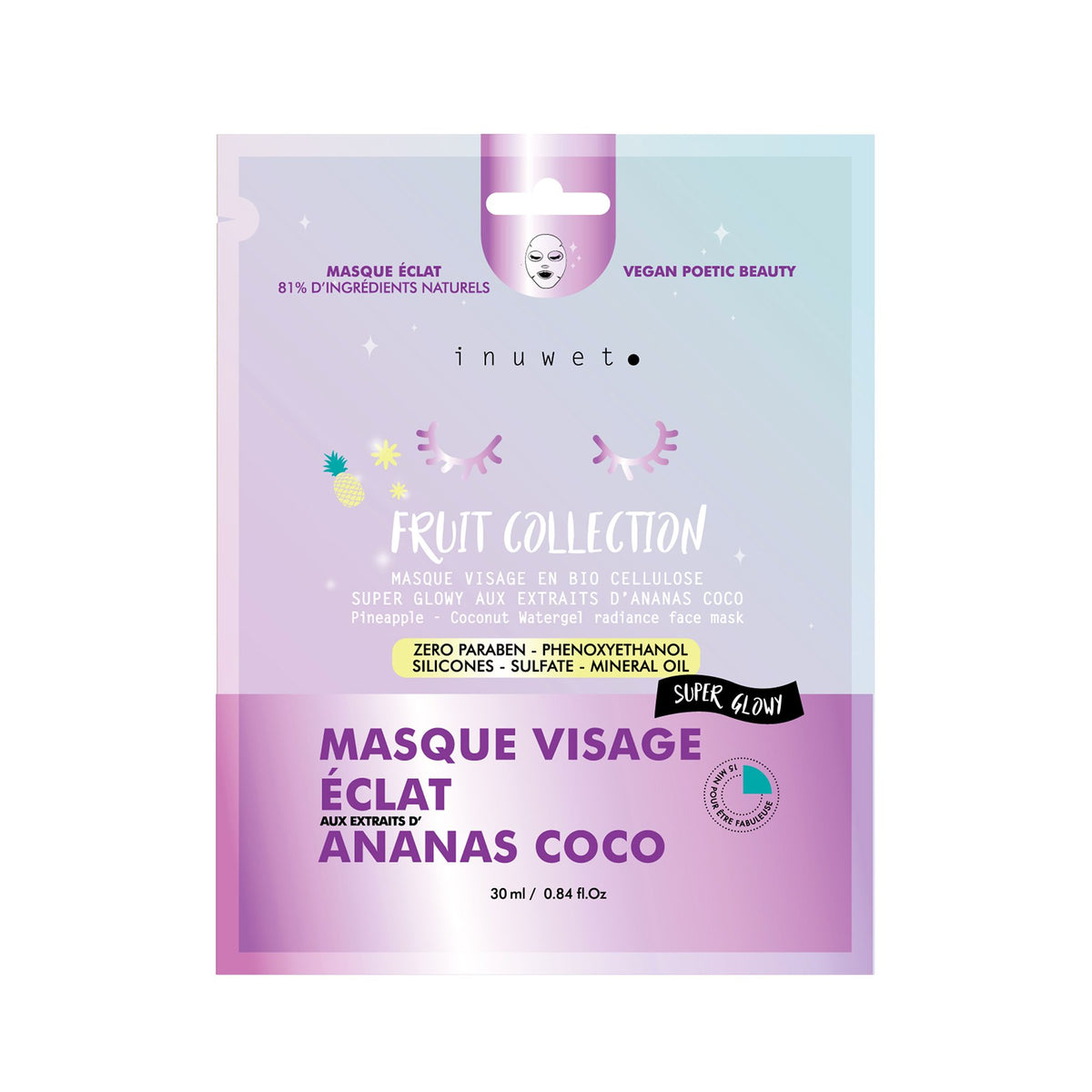 Masque Visage Biocellulose ECLAT ANANAS COCO