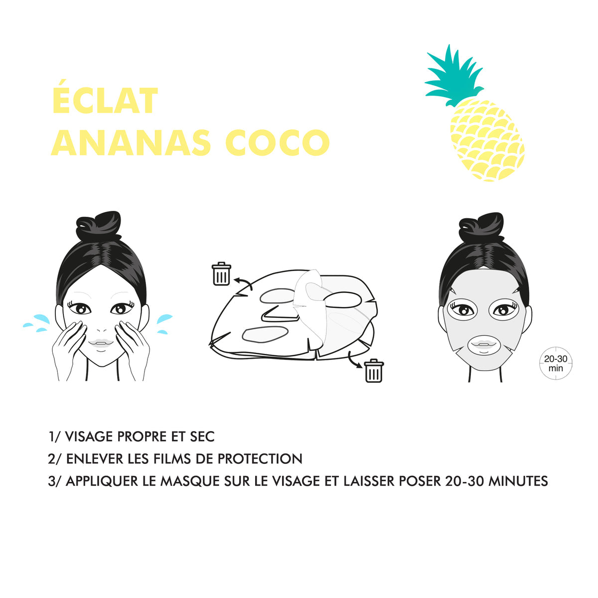 Masque Visage Biocellulose ECLAT ANANAS COCO