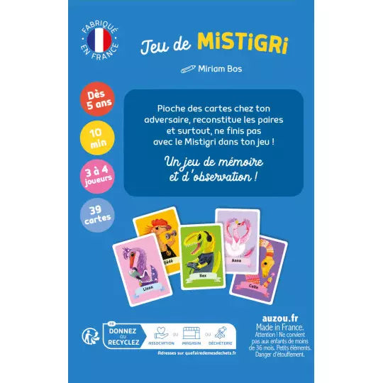 Jeux de cartes - Jeu de mistigri - Dinosaures