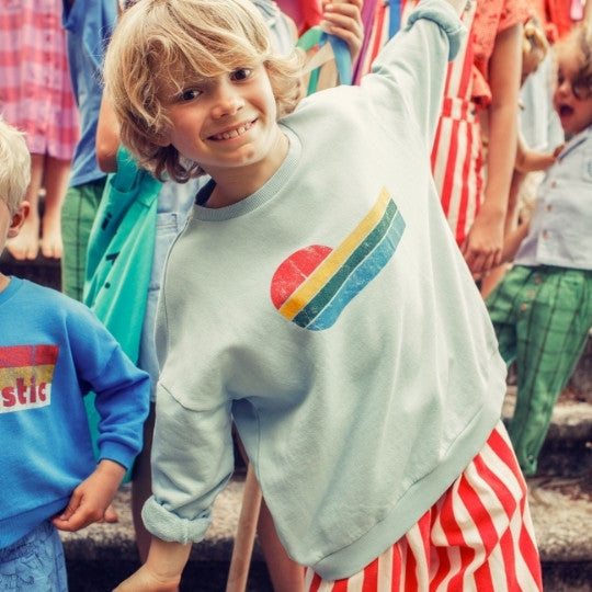 Sweatshirt enfants - bleu clair / vague multicolore - Piupiuchick