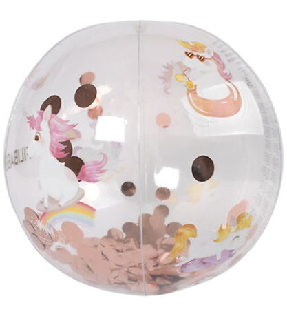 Ballon de plage avec confetti - La plage des licornes