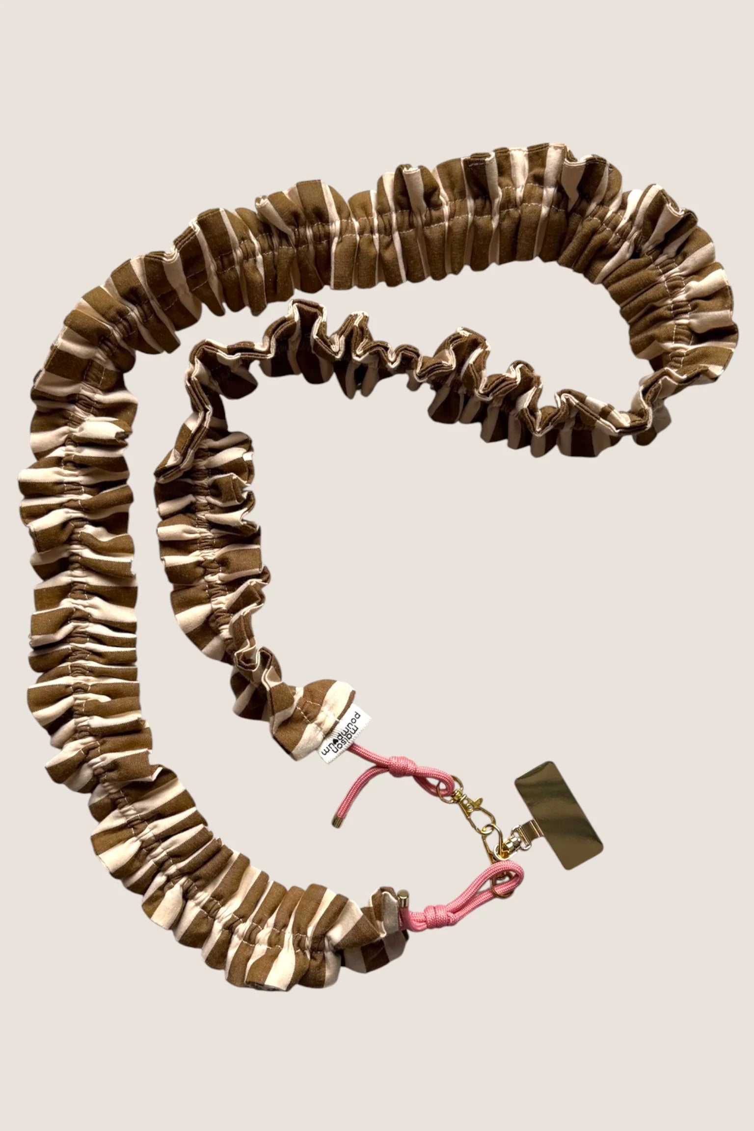 Cordon téléphone à froufrous Rayure kaki – Maison PoumPoum
