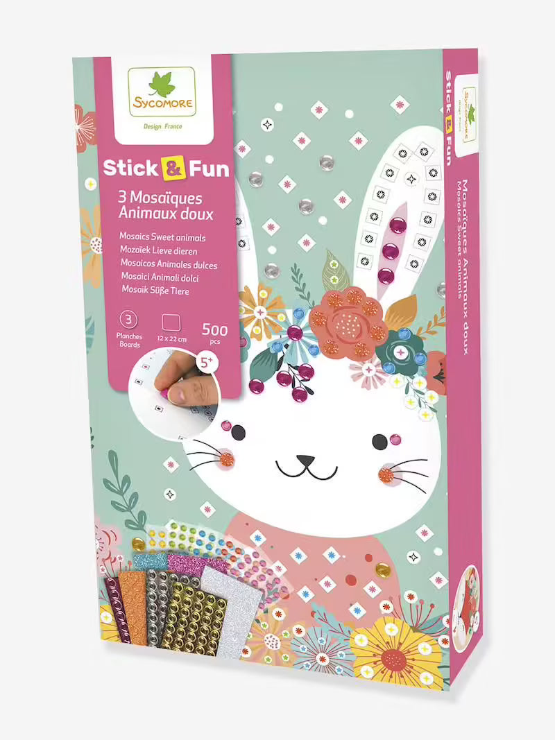 Stick'N Fun - Mini Mosaïques - Animaux doux - 5 ans +