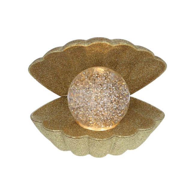Lampe coquillage à paillettes dorées