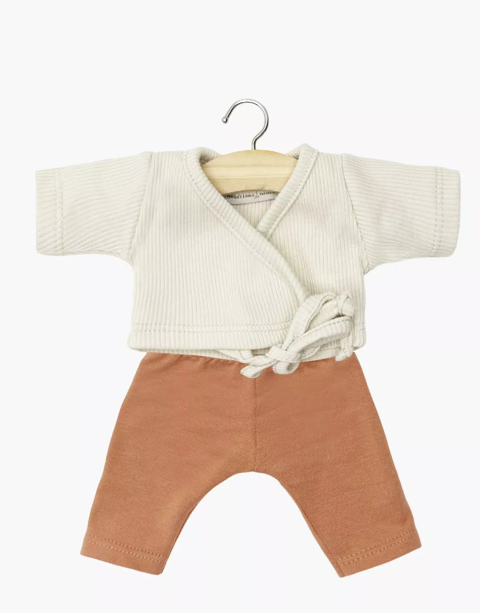 Gordis - Ensemble cache-coeur en maille côtelée lin et legging cassonade