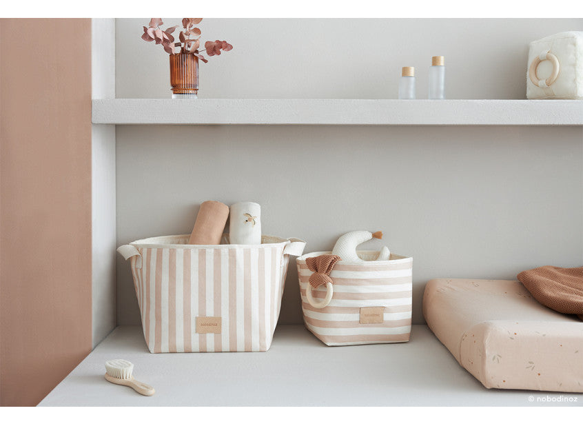 Panier à jouets Little Django • taupe stripes natural