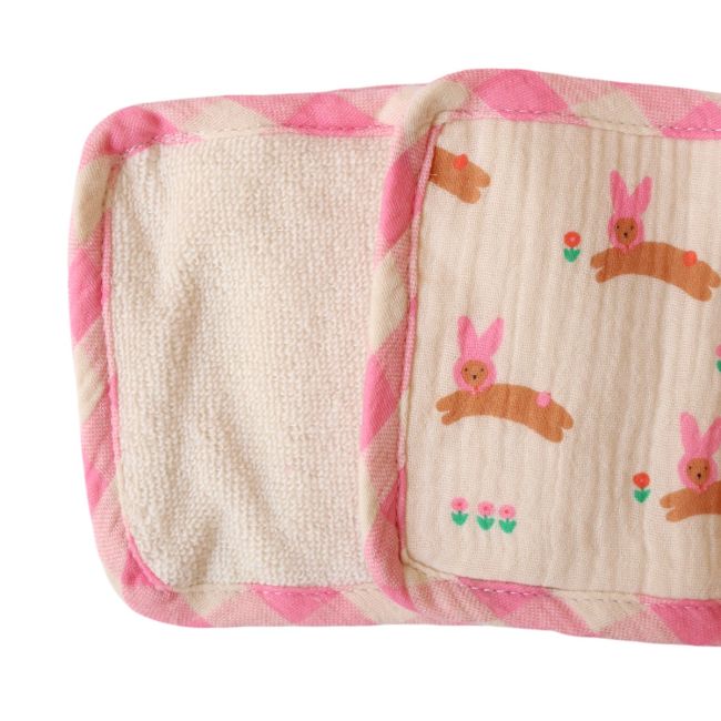 Lot de 5 lingettes lavables lapin rose - Chichi pompon