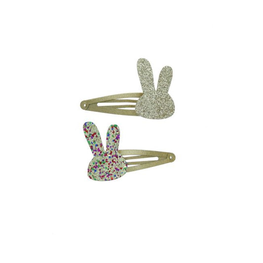 Lot de 4 barrettes lapins doré