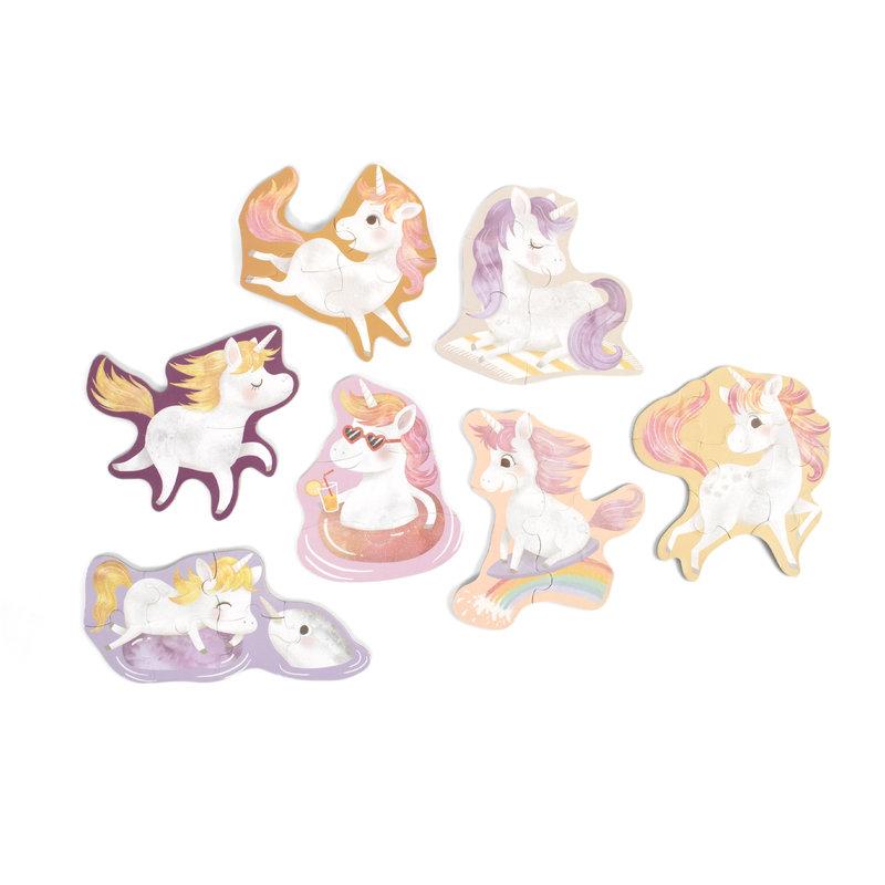 Lot de 7 puzzles La plage des licornes