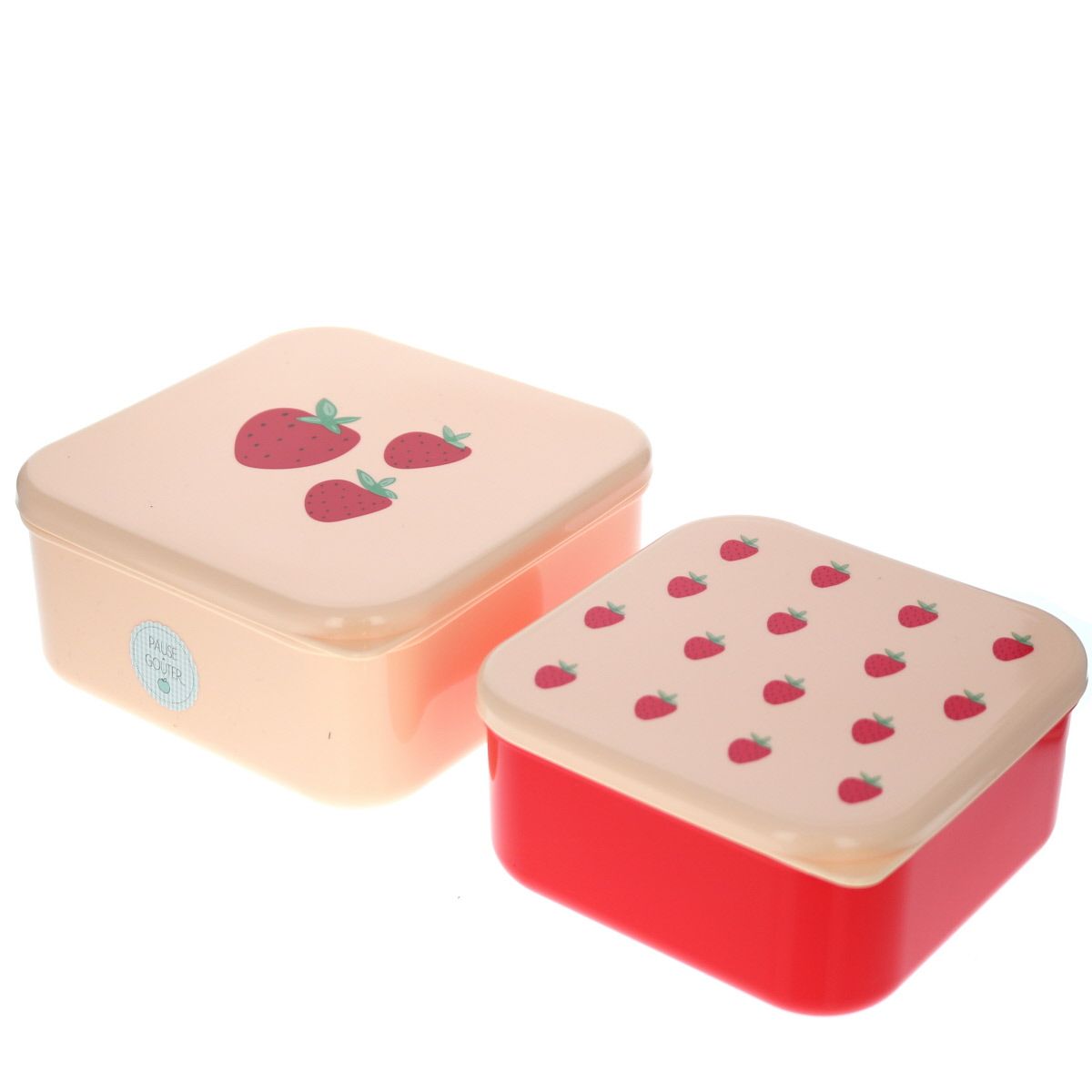 Lot de 2 boîtes à goûter fraises